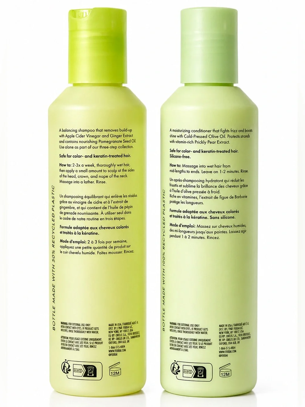 Fekkai Apple Cider Triple Cleanse Shampoo & Brilliant Gloss Conditioner Set NEW